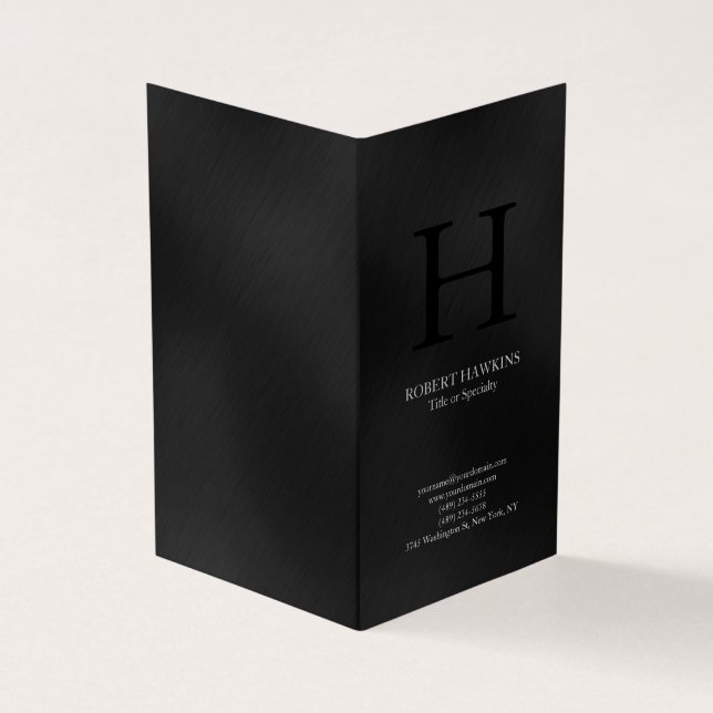 Professionell minimalistisk modern grått monogram visitkort (Utsida)