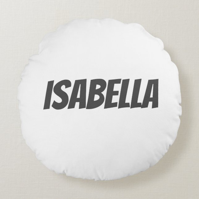 Professionell minimalistisk modern grått vit rund kudde (Framsidan)