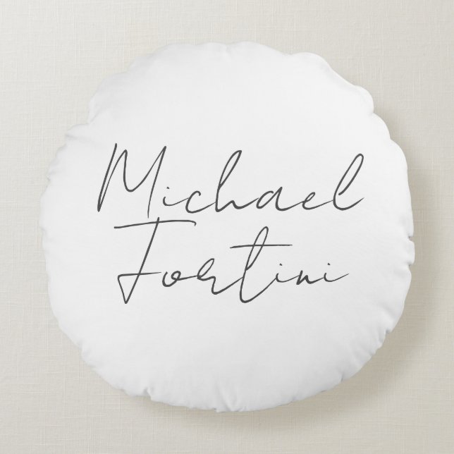 Professionell minimalistisk modern grått vit rund kudde (Framsidan)