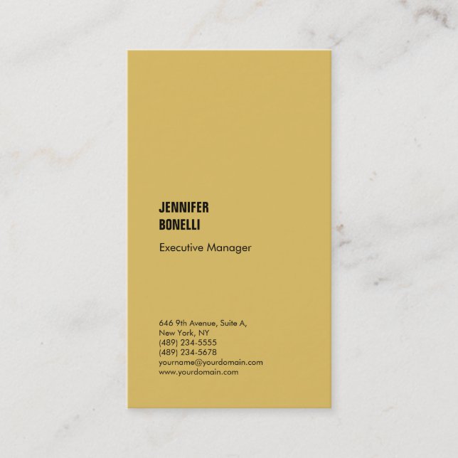 Professionell minimalistisk modern guld färg visitkort (Framsida)