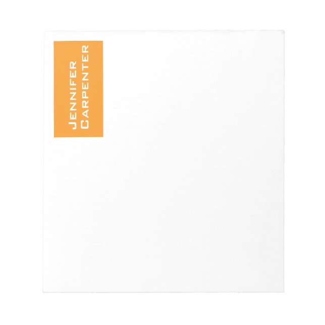 Professionell minimalistisk modern orange vit anteckningsblock (Framsida)