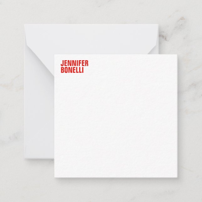 Professionell minimalistisk, modern, röd, vit anteckningskort (Framsida)