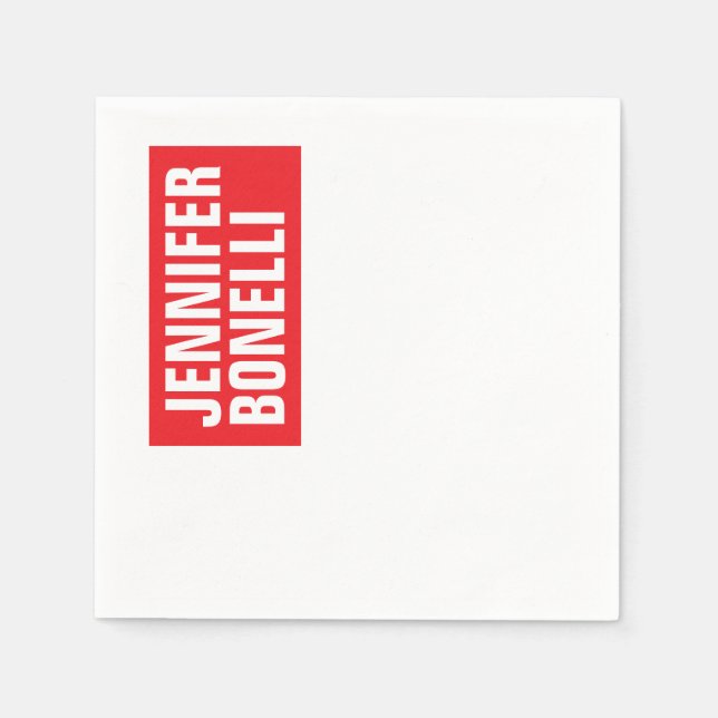 Professionell minimalistisk, modern, röd, vit pappersservett (Framsidan)