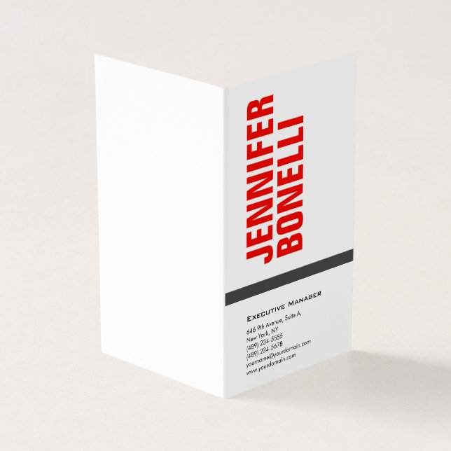 Professionell minimalistisk modern röd vit visitkort (Utsida)