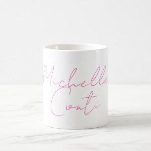 Professionell minimalistisk modern rosa vit tilläg kaffemugg