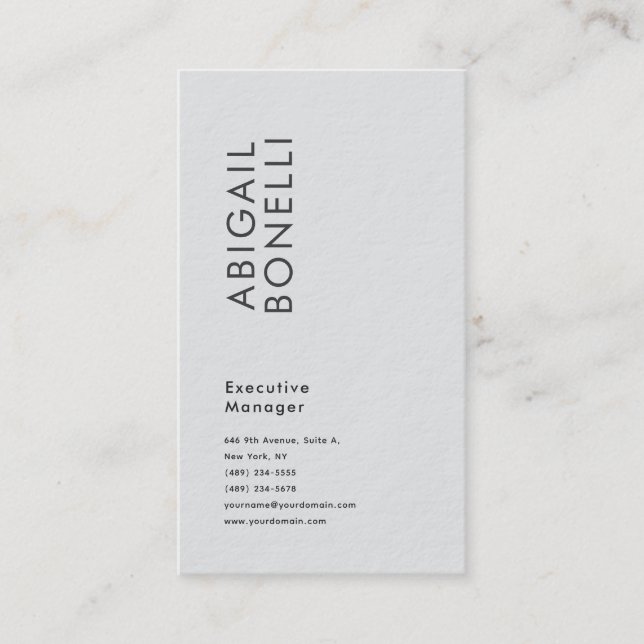 Professionell minimalistisk modern slät grå visitkort (Framsida)