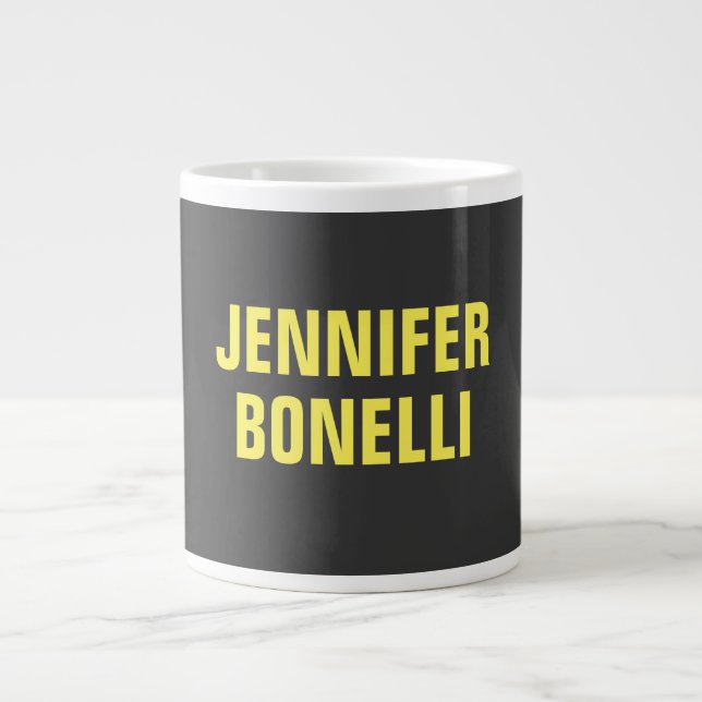 Professionell minimalistisk modern svart gult jumbo mugg (Framsidan)