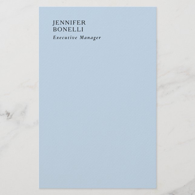 Professionell minimalistisk modern trendig blekblå brevpapper (Framsida)