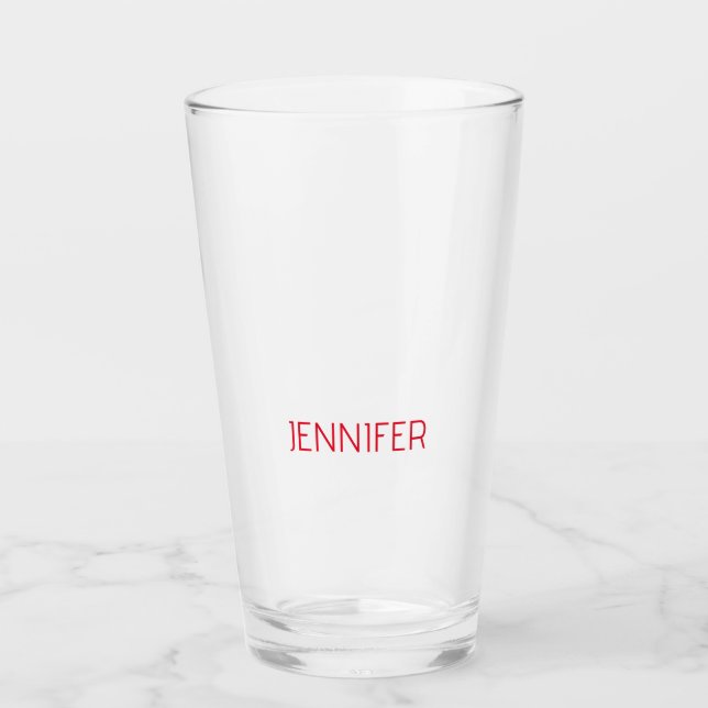 Professionell minimalistisk modern vit röd namn glaskopp (Framsida)