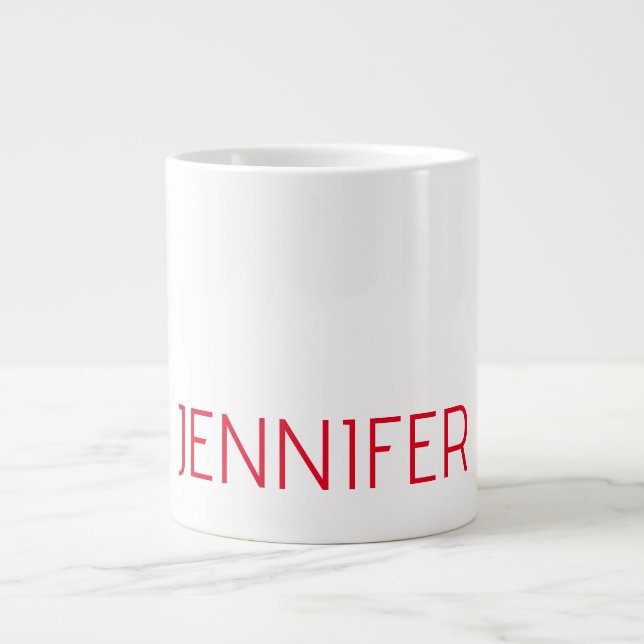 Professionell minimalistisk modern vit röd namn jumbo mugg (Framsidan)