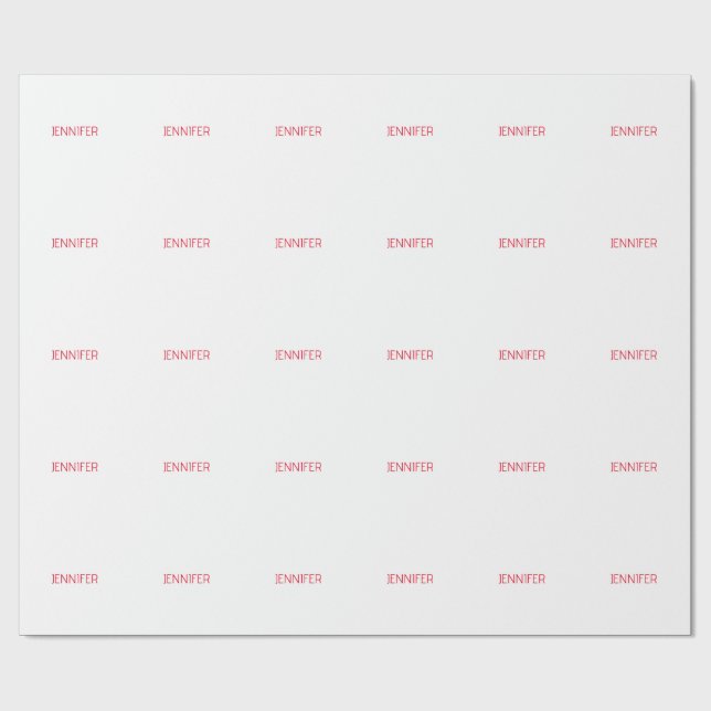Professionell minimalistisk modern vit röd namn presentpapper (Platt)