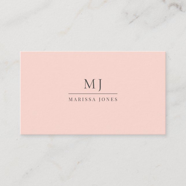 Professionell Minimalistisk  Rosa i Monogram Visitkort (Framsida)