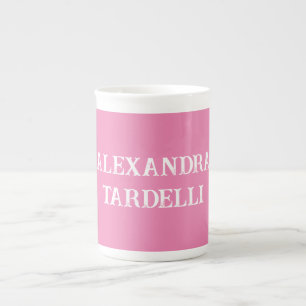 Professionell minimalistisk rosa modern anpassning benporslin mugg