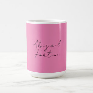 Professionell minimalistisk rosa modern ditt namn kaffemugg