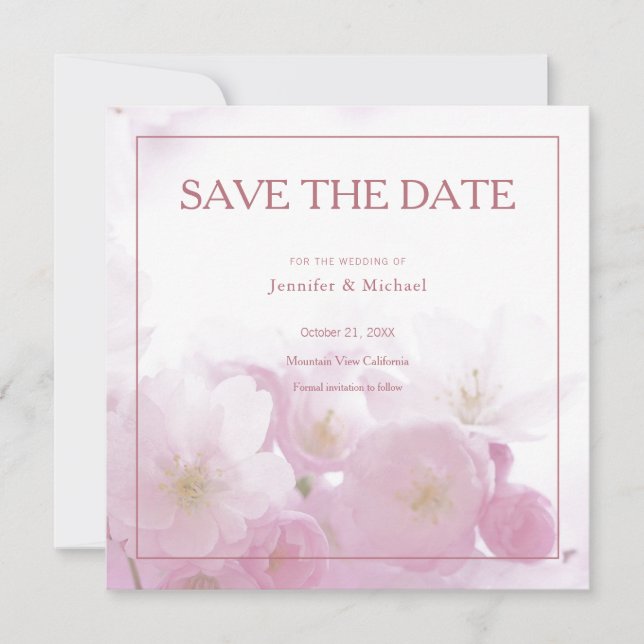 Professionell minimalistisk roséguld färg blommig spara datumet (Framsida)