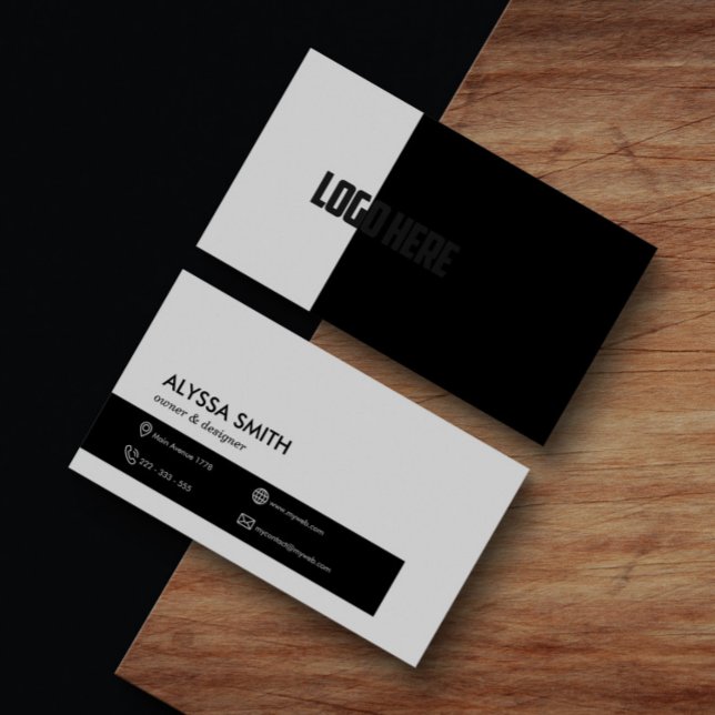 Professionell Minimalistisk svart, vit modern Logo Visitkort (Skapare uppladdad)