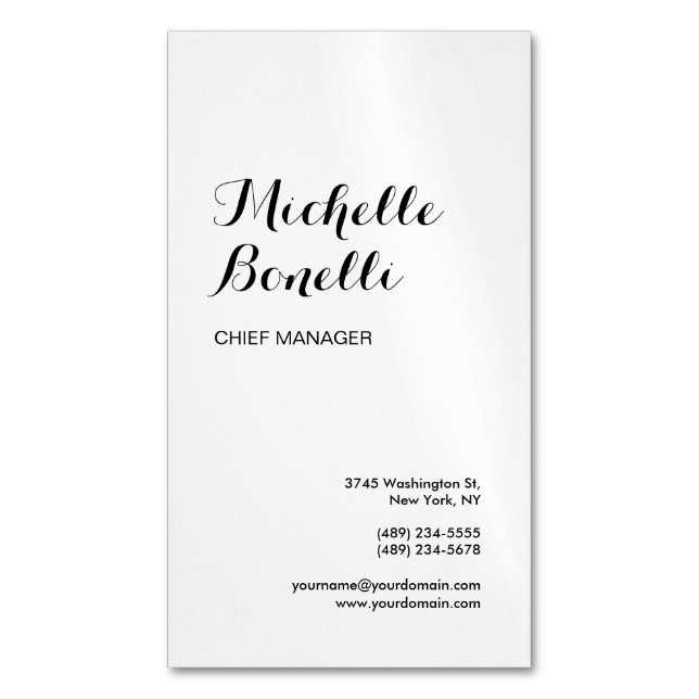 Professionell - minimalistisk svartvit modern magnetiska visitkort (Framsida vertikal)