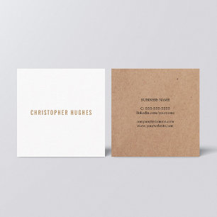 Professionell Minimalistisk tryckt Kraft White Fyrkantigt Visitkort