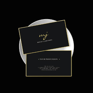 Professionell Minimalistiskt Faux Guld & Black Mon Visitkort