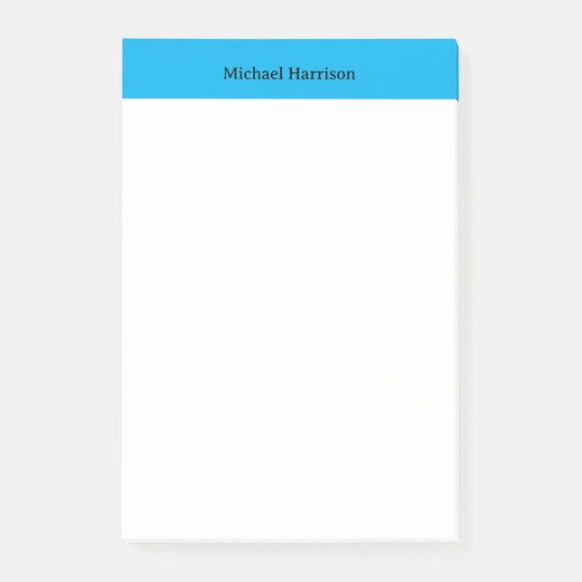 Professionell - minimalistiskt vanligt blått vitt post-it block (Framsida)