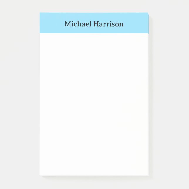 Professionell - minimalistiskt vanligt blått vitt post-it block (Framsida)