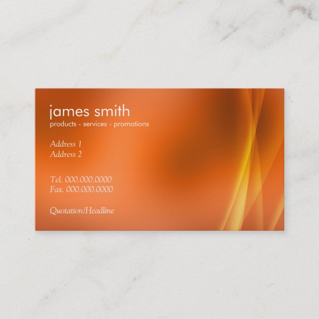 Professionell Modern Abstrakt Orange Visitkort (Framsida)