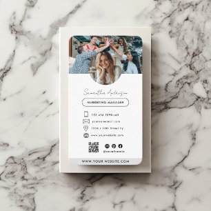 Professionell Modern Affärskort med Photo & QR Visitkort