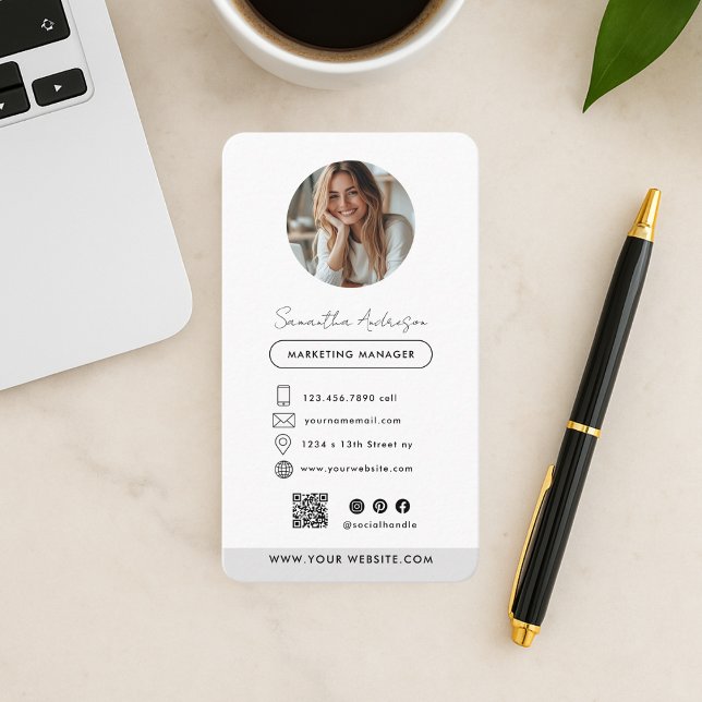 Professionell Modern Affärskort med Photo & QR Visitkort (Skapare uppladdad)