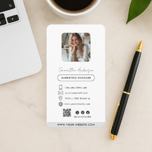Professionell Modern Affärskort med Photo & QR Visitkort