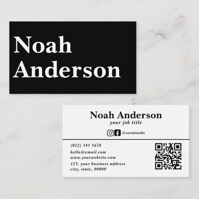 Professionell Modern Anpassad QR-kod  Visitkort (Fram/baksida)