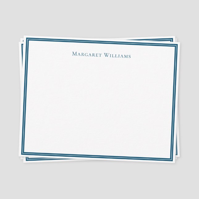 Professionell modern anteckningskorta med blå ram anteckningskort (Blue border classic formal typography professional note card)