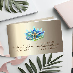 Professionell Modern Blå Lotusblomma Yoga Flicka Magnetiska Visitkort