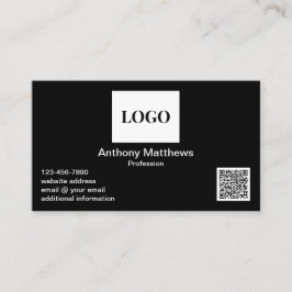 Professionell Modern Black Add Logotyp och QR-kod Visitkort