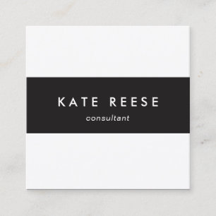 Professionell Modern Black and White Stripe Fyrkantigt Visitkort