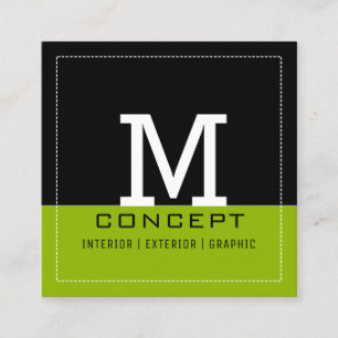 Professionell Modern Black Apple Grönt Monogram Fyrkantigt Visitkort