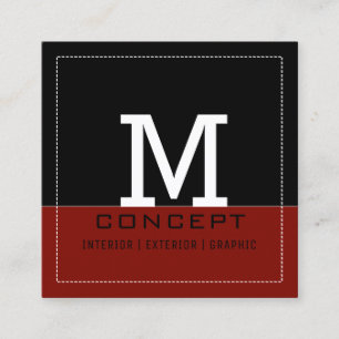 Professionell Modern Black Barn Red Monogram Fyrkantigt Visitkort
