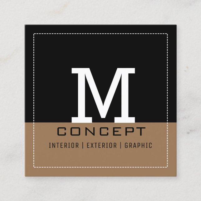 Professionell Modern Black Dirt Monogram Fyrkantigt Visitkort (Framsida)