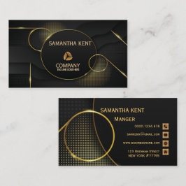 Professionell Modern Black & Guld Affärskort Visitkort