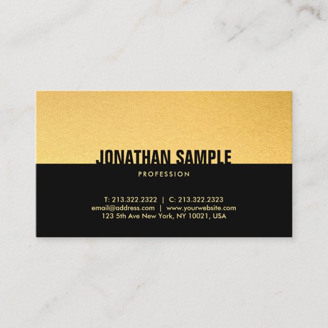 Professionell Modern Black Guld Elegant Template Visitkort (Framsida)