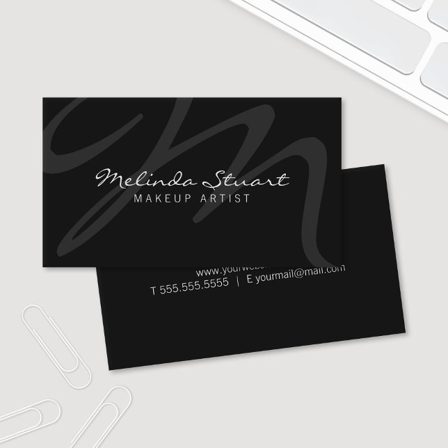Professionell Modern Black Monogram Visitkort (Skapare uppladdad)