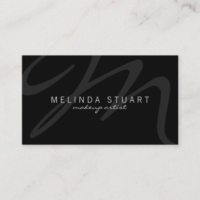 Professionell Modern Black Monogram Visitkort (Framsida)