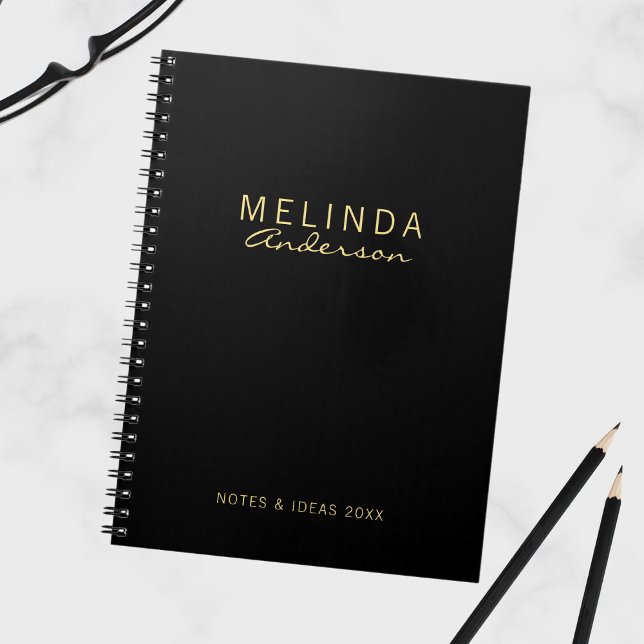 Professionell Modern Black och Guld Anteckningsbok (Skapare uppladdad)