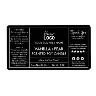 Professionell Modern Black Soy Candle-etiketter Fraktsedel
