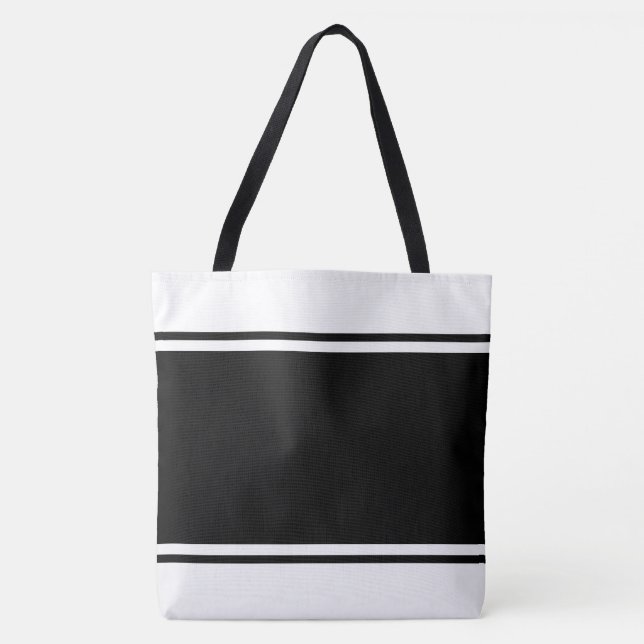 Professionell Modern Black White Tävla Rand Tygkasse (Framsida)