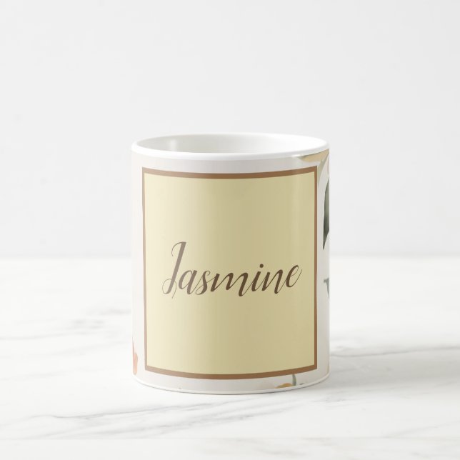 Professionell Modern Blommigt Pastel Beige Färg Kaffemugg (Center)