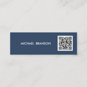 Professionell Modern Blue Minimalist QR CODE Mini Visitkort
