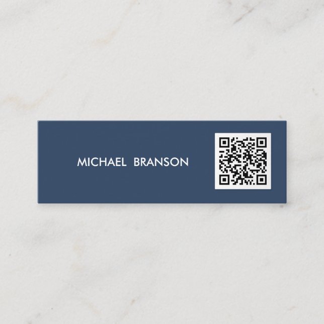 Professionell Modern Blue Minimalist QR CODE Mini Visitkort (Framsida)