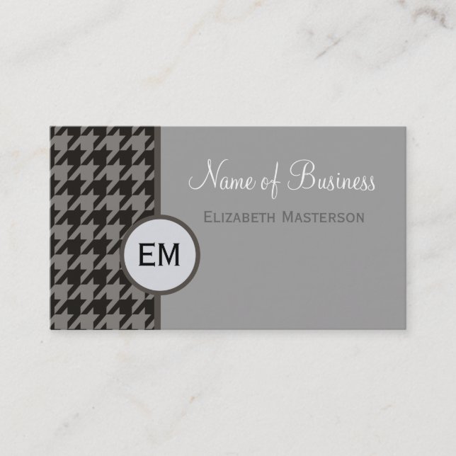 Professionell Modern Brown Houndstooth Monogram Visitkort (Framsida)