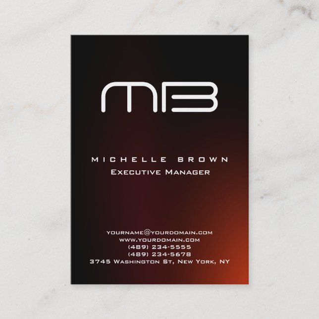 Professionell Modern Brown Red Monogram Visitkort (Framsida)