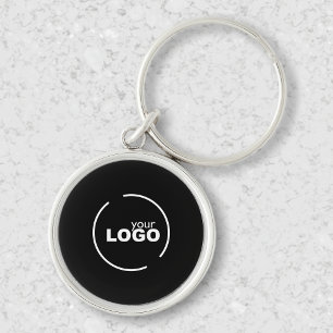 Professionell Modern Business Logotyp Black Rund Silverfärgad Nyckelring